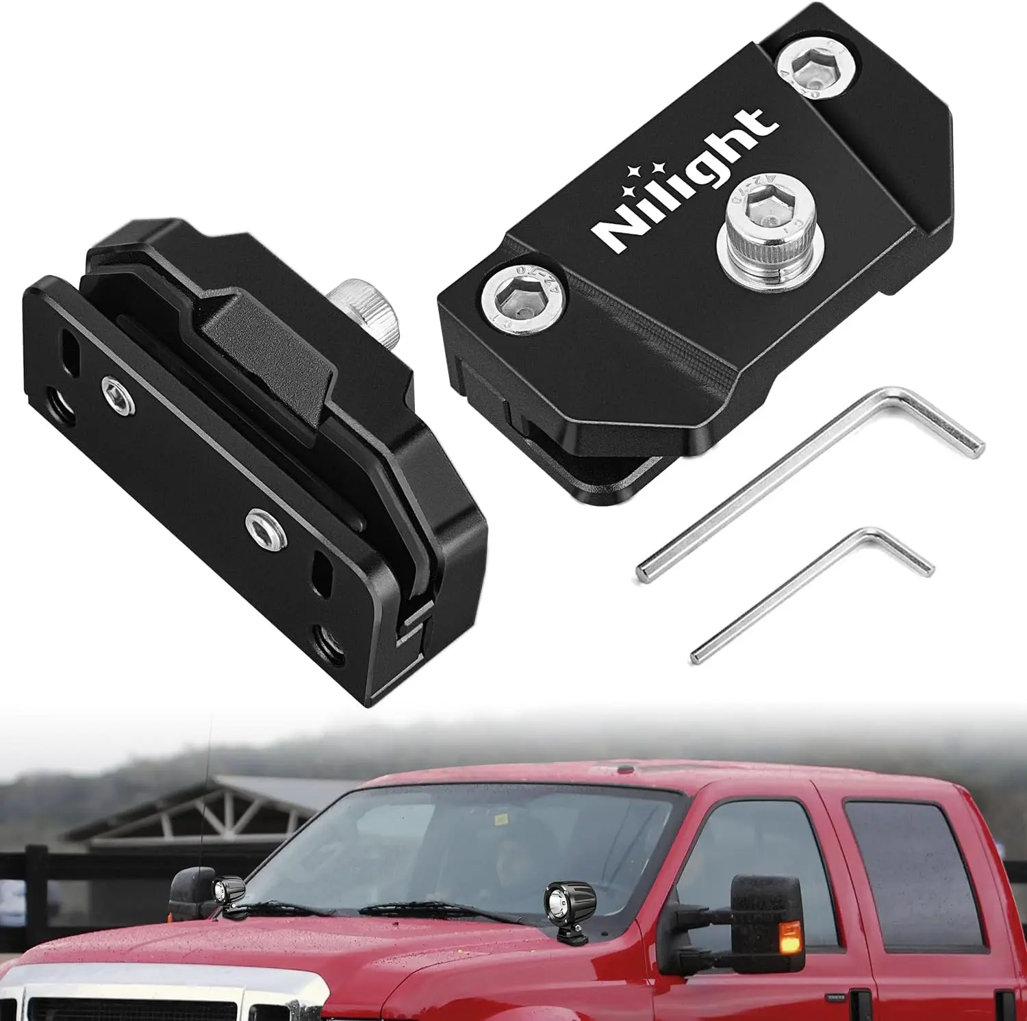 Nilight 2PCS Universal Adjustable Hood Mounting Brackets - 3-5.5mm Pillar Clamp Holders for Off-Road Trucks, SUVs, Compatible with LED Work Lamps, Light Bar Car, Aftermarket Automotive Accessories, Adjustable Mounts
