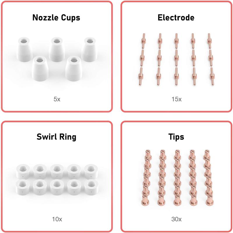 YESWELDER 60Pcs PT31 Cutting Torch Consumables Set for YESWELDER CUT-50DS Plasma Cutter | Fits PT-31 JG-40 LG-40 Plasma Cutter Torch