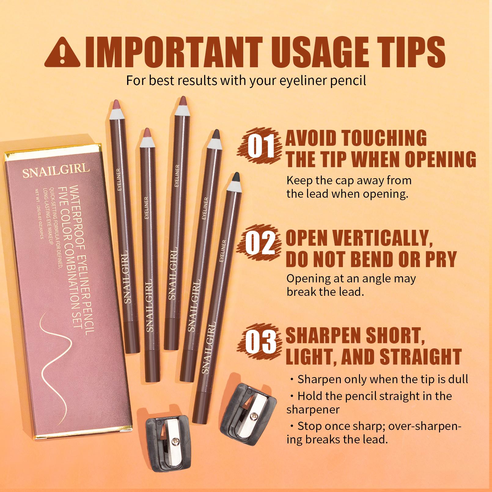 5pc/set Smooth Glide Eyeliner Pencil Cosmetic Set - Waterproof, Smudge-Resistant, Creamy-Textured, Long-Lasting Eye Liners for Daily Wear, Date Night Looks