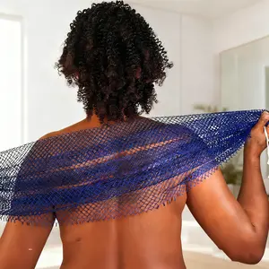 African Net Sponge, Exfoliating Body Scrubber for Bath and Shower, Multiple Textures with Gentle Deep Exfoliating and Rich Lather for All Skins, Personal, Exfoliating Net Sponges