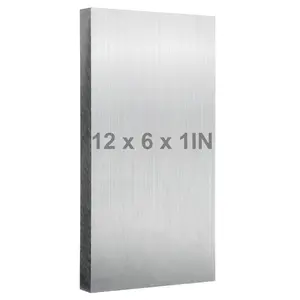 6061  Sheet Metal 12 x 6 x 1 Inch Thick Flat Plain  Plate Covered with Protective Film, Metal Plate for Crafting Industry Welding
