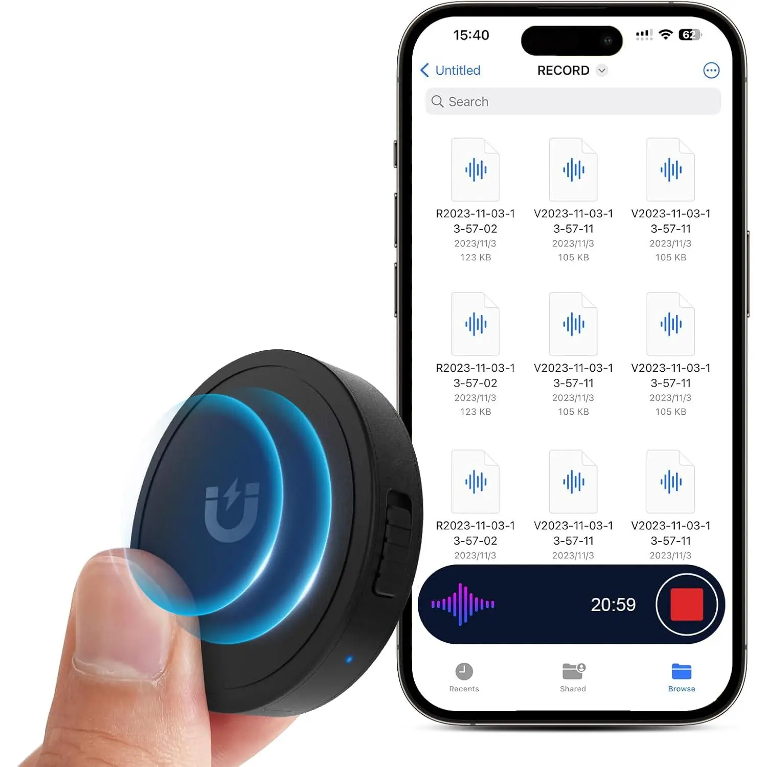 132G (9800 Hour) Portable Magnetic Voice Activated Recorder -  Voice Recorder with AI-Intelligent Triple Noise Reduction, Portable Audio Recorder for Work, Lectures, Meetings[100H Continuous Recording Device]