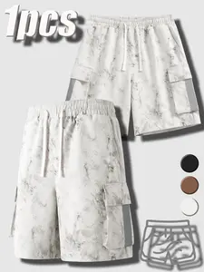 Men's Multi-Pocket cargo shorts, Vintage Tie-Dye, Loose Fit with Reflective Strips, Comfortable for Daily Wear, Secure Storage, Casual Sports Shorts, Side Pockets Shorts, Casual Streetwear Shorts