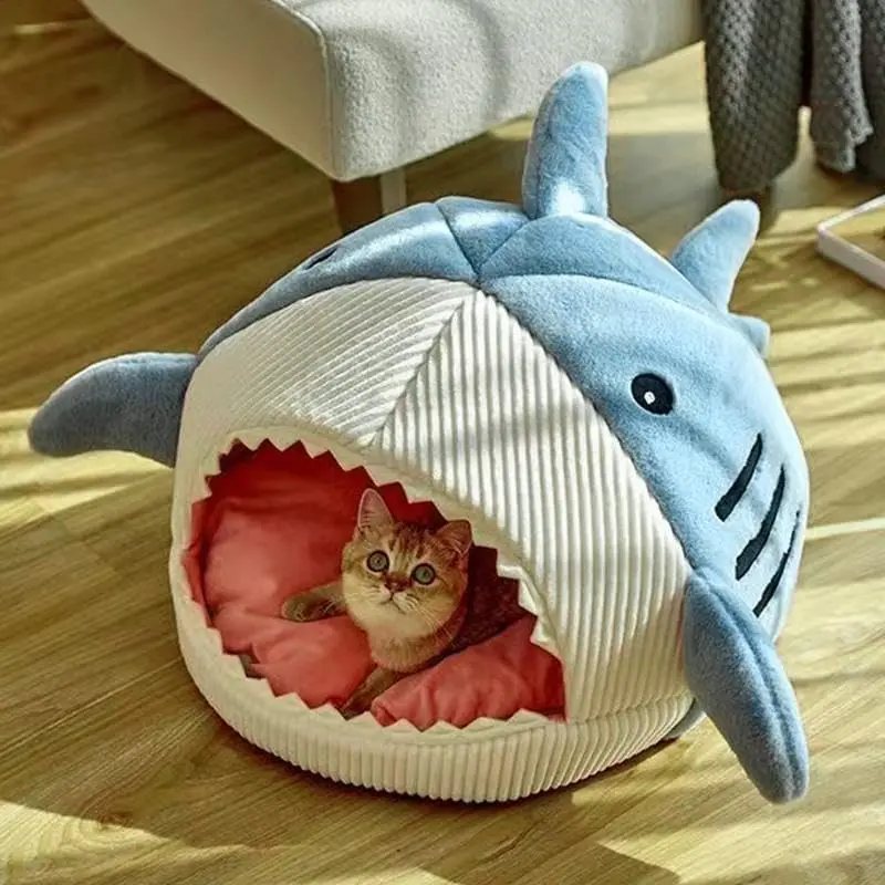 Spring Shark Design Soft Cat Bed Room Decor, Cute Shark Designed Breathable Dog Bed, Pet Supplies for Indoor Use, Summer Gift