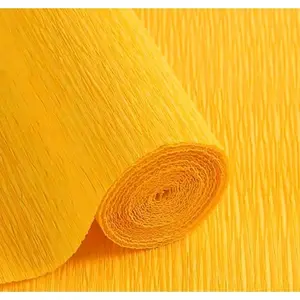 Crepe Paper Roll 8.2ft Long 17 Inch Wide for Wedding Ceremony Various Large Festivals Decoration (Apricot Yellow)