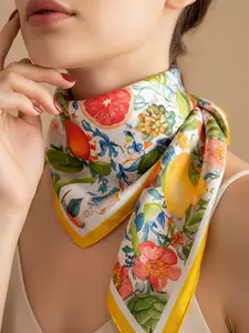 Boho Print Silk Scarf, Lightweight Soft Multifunctional Fresh Farmhouse Imitation Silk Handkerchief, Spring Sunscreen Fashion Women's Accessory, Boho Style Scarf