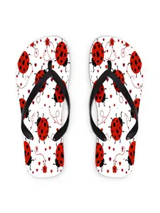 Women's Flip - Flops, Cute Ladybug & Heart Pattern, Multiple Colors & Sizes Available, Comfortable Casual Sandals for Daily Wear, Stylish Summer Footwear with Playful Design, Women Shoes
