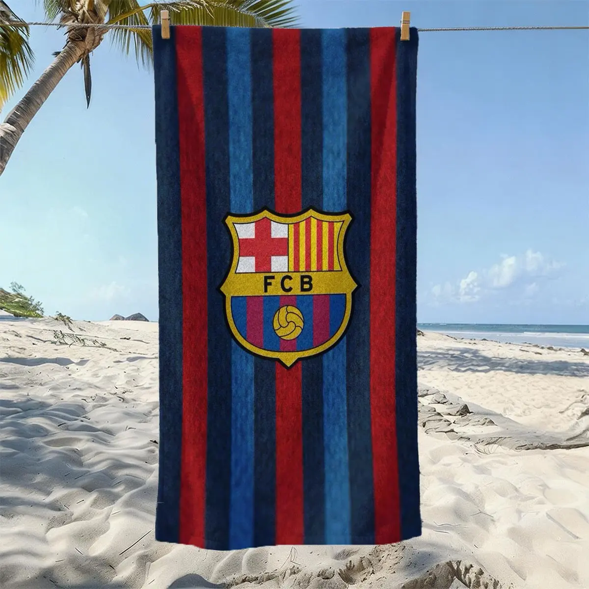 Barcelona Team Logo Beach Towel, Ultra-Soft Quick Drying Microfiber Fabric, Quick-Dry & Fade Resistant, Perfect Gift for Fans & Vacationers