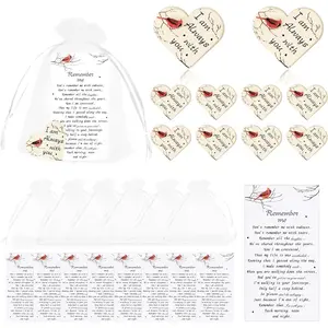50 Sets Funeral Favors, Celebration of Life Decorations with Pocket Hug Token Funeral Prayer Cards and Organza Bags, Cardinal Memorial Gifts for Celebration of Life Ideas Favors