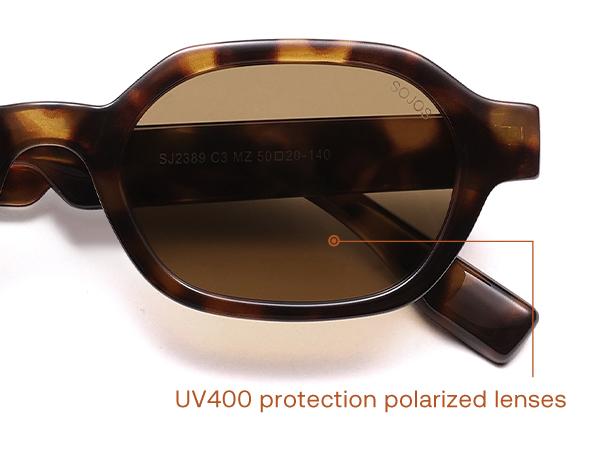 SOJOS Retro Polarized Hexagon Sunglasses for Women Men, UV400 Trendy Rectangle 70s 80s 90s Shades