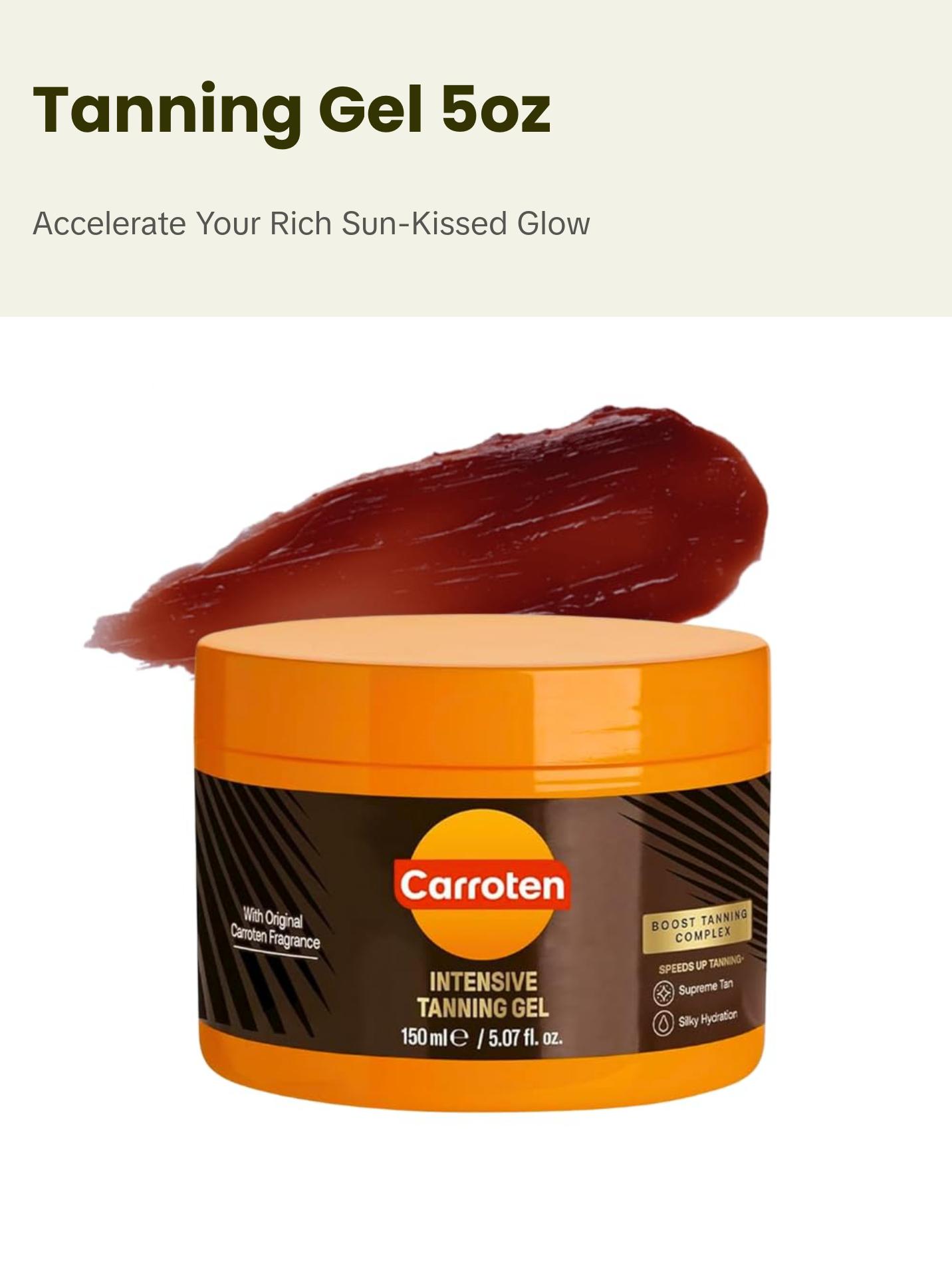 Carroten Intensive Browning Gel - Fast Tan Accelerator with Carrot & Coconut Oil - Water-Resistant, Non-Greasy Tanning Balm - Enriched with Vitamin A & E - Made in Greece, 5.1 fl oz