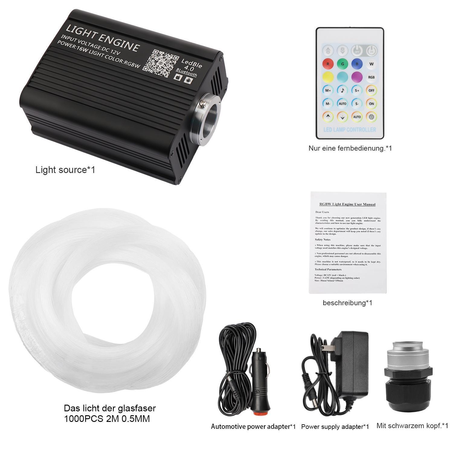 1000pc Fiber Optic Star Light Kit | Car Headliner Roof Twinkle Ceiling Lights | RGB Music Activated Fiber Optic Lamp for Home Theater Car Interior