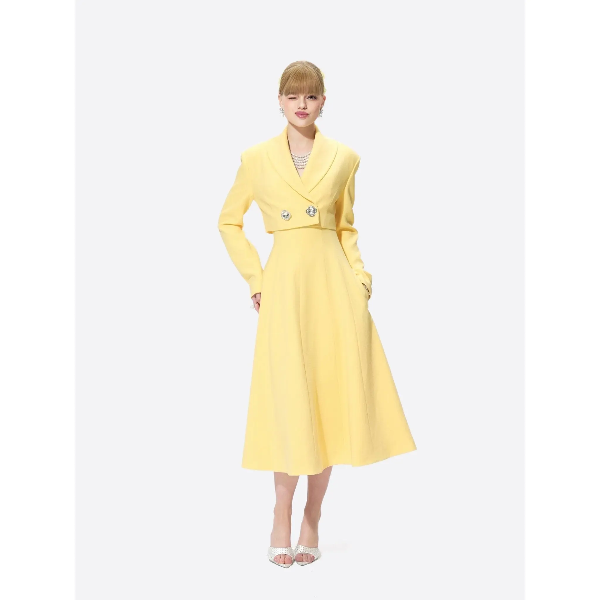 Veronica Crop Blazer (Yellow)