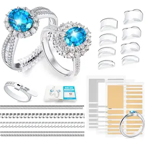 70 count Ring Size Adjuster for Loose Rings with Ring Size Measuring Tool for Ring Adjuster, Plug-in Invisible Ring Spiral  Tightener with Women and Men Any Rings Size