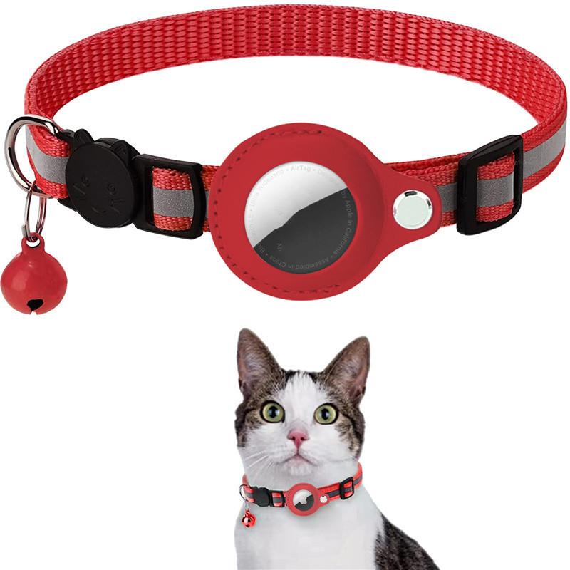 Nylon Collar Reflective Waterproof Holder Case for Airtag Air Tag - Cat Dog Kitten Puppy - Solid Color - Four Seasons Universal
