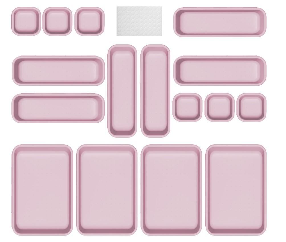 16 Pack Drawer Organizers Plastic Storage Bins 3 Size Versatile Drawer Trays For Bathroom Makeup Bedroom Vanity Kitchen Gadgets Office Desk Accessories Lightweight Washable Storage Boxes