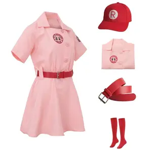 Women's Baseball League Dottie Costume Rockford Peaches Jersey Dress Uniform Set with Hat Belt and Socks Complete Matching Piece for Game Days and Themed Events girlfriend - Clothes