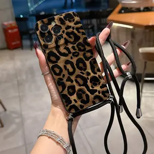 Convenient Lanyard Phone Case with Adjustable Strap and Crossbody Shoulder Strap, Leopard Print, Tpu Anti-Drop Protection