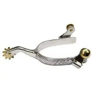 Women's Showman Stainless steel Engraved Rowel Spurs 2" shank 1/2"band