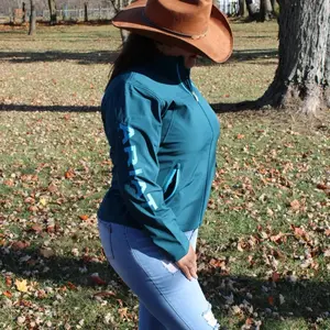 Women's New Team Soft Shell Jkt Reflecting Pond Teal Color with Zipper Closure and  Casual Pockets 10046689 	Ariat