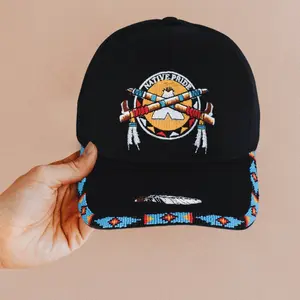 Native Pride Emblem Embroidered Beaded Baseball Cap Patch With Brim Unisex Native American Style