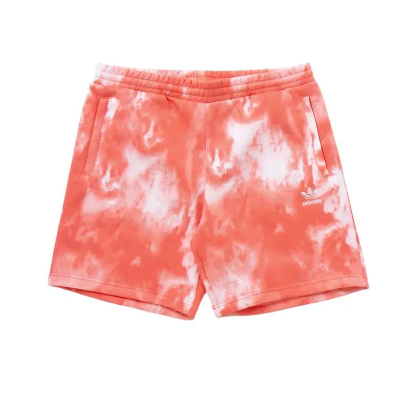Adidas Men's Adicolor Tie-Dye Cotton Fleece Shorts, Casual Streetwear with an Elastic Waist and Secure Zip Pockets, Menswear, Regular Fit, Patterned Jorts Men's Shorts, Orange Tie-Dye Men's Shorts