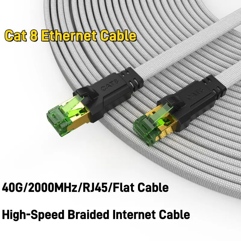 MIZIQIER Cat 8 Ethernet Cable, High Speed Braided Internet Cable 40Gbps 2000Mhz Network Cord, Cat8 RJ45 Shielded Indoor LAN Cables Compatible for Gaming PC PS5 Xbox Modem Router