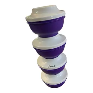 Viruel Oriental Bowls with Lids 350 ml Set of 4 Stackable Durable Kitchenware