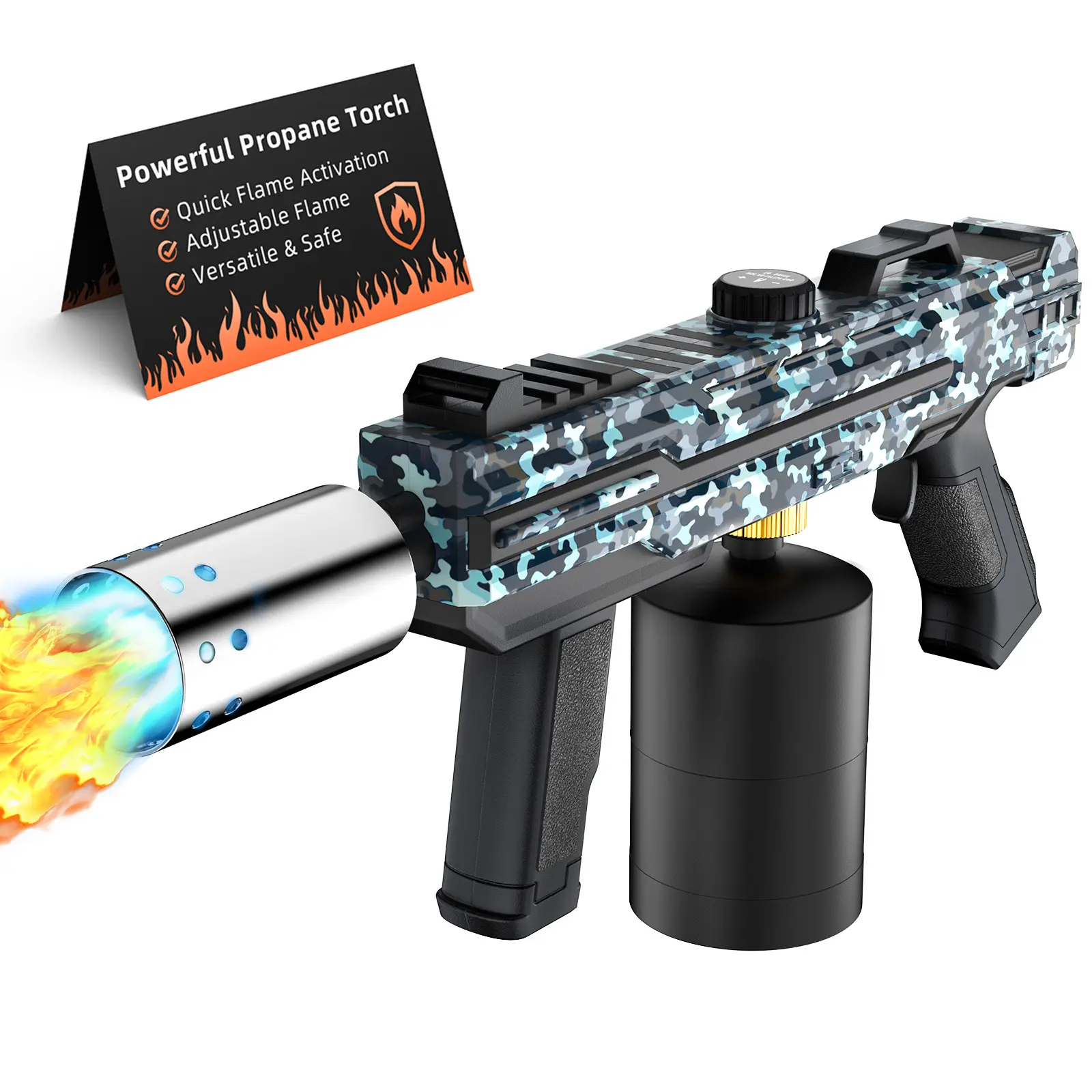 IJF Powerful Propane Torch, Adjustable Flame Blow Torch, BBQ Torch, Charcoal Torch Lighter, Outdoor Fire Starter for Camping, Grill, Cooking & Backyard Use (Tank Not Included)