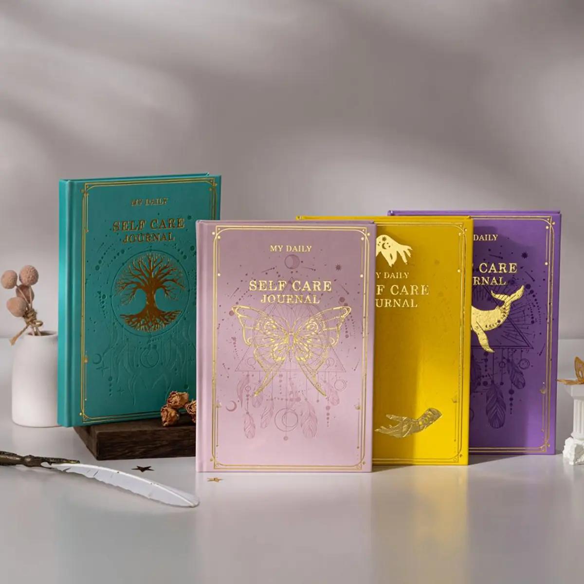 Viral 2026 Hardcover Gold Foil Self-Care Planner & Gratitude Journal | 1pc 5-Minute Manifesting Book, Butterfly/Trees/Whale Ocean Energy Patterns, Undated Pages, Mindfulness Questions, Affirmations for Mental Wellness