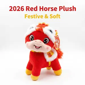 16cm 2026 Red Horse Plush Toy - Cute Cartoon Shape Super Eye-Catching, Soft Skin-Friendly Plush Fabric, Festive Lucky Color Stuffed Animal, Perfect Gift for Birthday Wedding Housewarming Party, Home Desktop Decoration Doll
