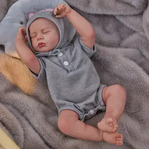 DEARBEI Lifelike Reborn Baby Dolls-18 inch Sleeping Realistic Newborn Baby Dolls, Soft Cloth Body with Feeding Toy for Kids Age 3 +