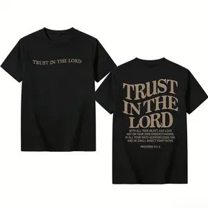 Mens Oversized Christian Shirts God Faith Jesus Religious Tshirts Trust in The Lord Bible Verse Tees Acid Wash Tops