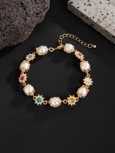 Men's Fashion Simple Diamond Bracelet, Casual Modern Faux Pearl Color Gem Design, Versatile Daily Wear Accessory, Stylish Jewelry Gift Idea, Exquisite Bracelet