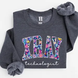 Xray Tech T-shirt Sweatshirt, Floral X-Ray Technologist Sweater, Xray Tech Crewneck, Radiology Grad Gift, Medical Imaging Tech Week Gift Classic Cotton Fabric Men and Women