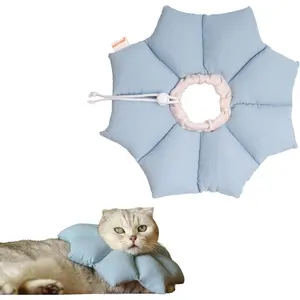 Soft Cat Cone Collar Adjustable Waterproof Recovery Collar Lightweight Elizabethan e Collar for All Cat Breeds (Blue, Small, Neck 5.5'' - 8.5'')