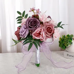 Bridal Bouquets for Bride Wedding Bride Flower Bouquet Artificial Foam Rose Flower for Wedding Church, Home Decor