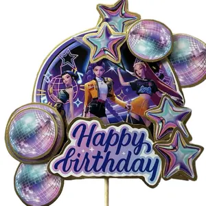 Veloom Elegancia Quotidian Cake Topper de Gerreras del Kpop 6 Piezas para Adorno de Pastel con Diseño de Personajes y Estrellas