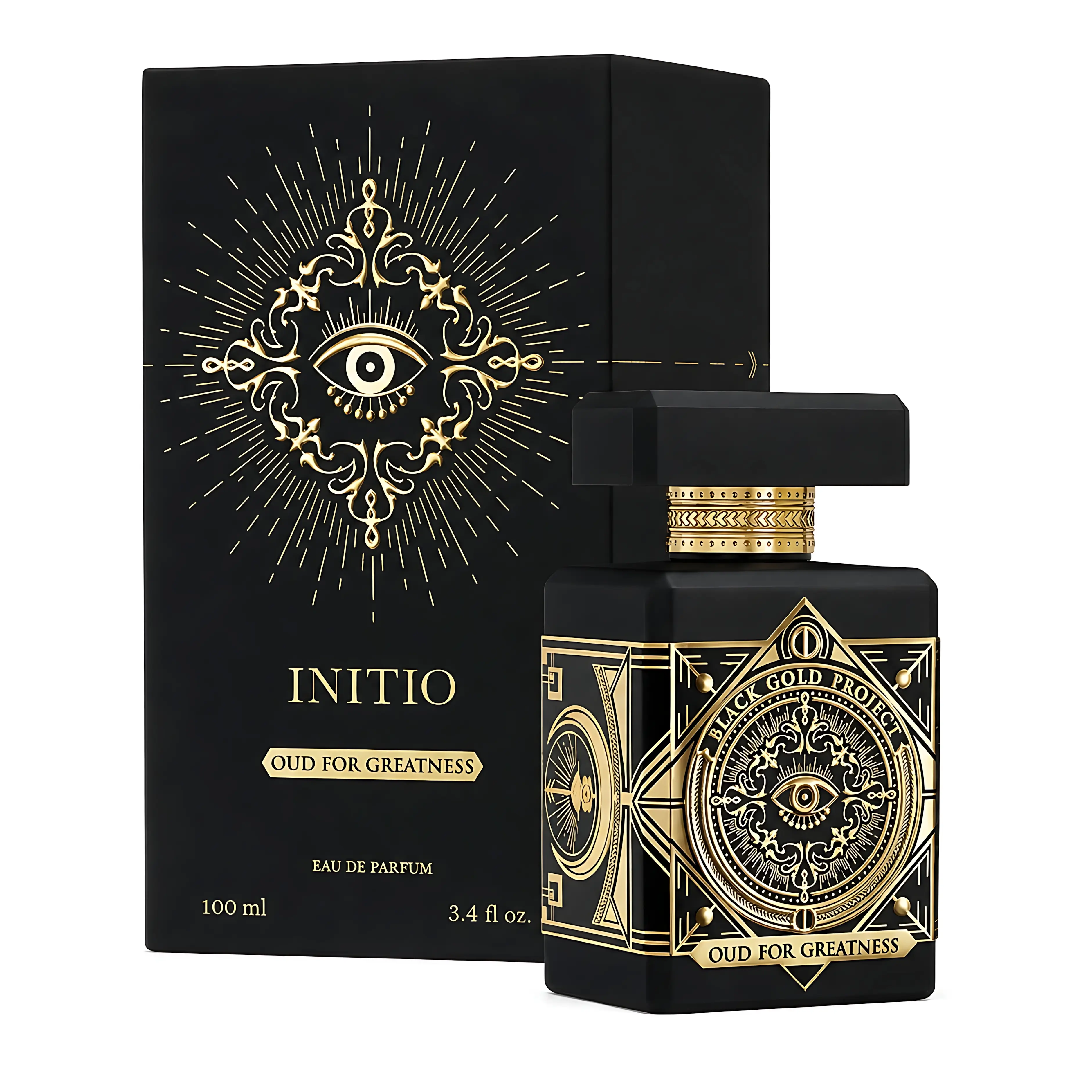 Initio Prives Oud for Greatness Black Gold Project For Men 3.4 Oz, Woody Amber Floral Ambery