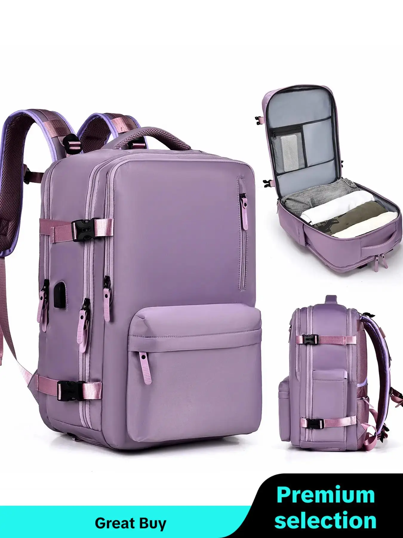 2025 Summer Plain Large Capacity Backpack with Dry & Wet Separation Back, Backpack for College, Large Sports Luggage Bag with Usb Port, Trendy Back To