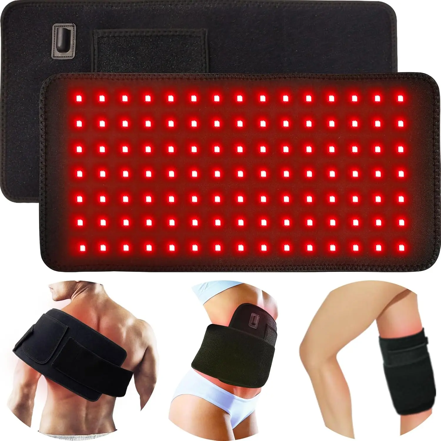 Wearable Red Light Therapy Wrap for Pain Relief, Large Thermal Pad with Near Infrared Light - Adjustable Soft Fabric Belt with Timer Setting