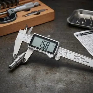 150mm Digital Caliper High Precision with LCD Display, Auto Calibration Unit Switch, Inside Outside Depth Measurement, Slip Resistant Buttons, Portable Durable ABS for DIY Craft Workshop Home Use