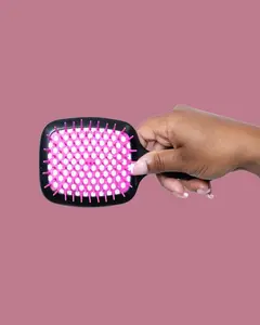 Detangling Hair Brush - Pink Flexible Bristles for All Hair Types Compact & Convenient Design Easy Wash Day Essential