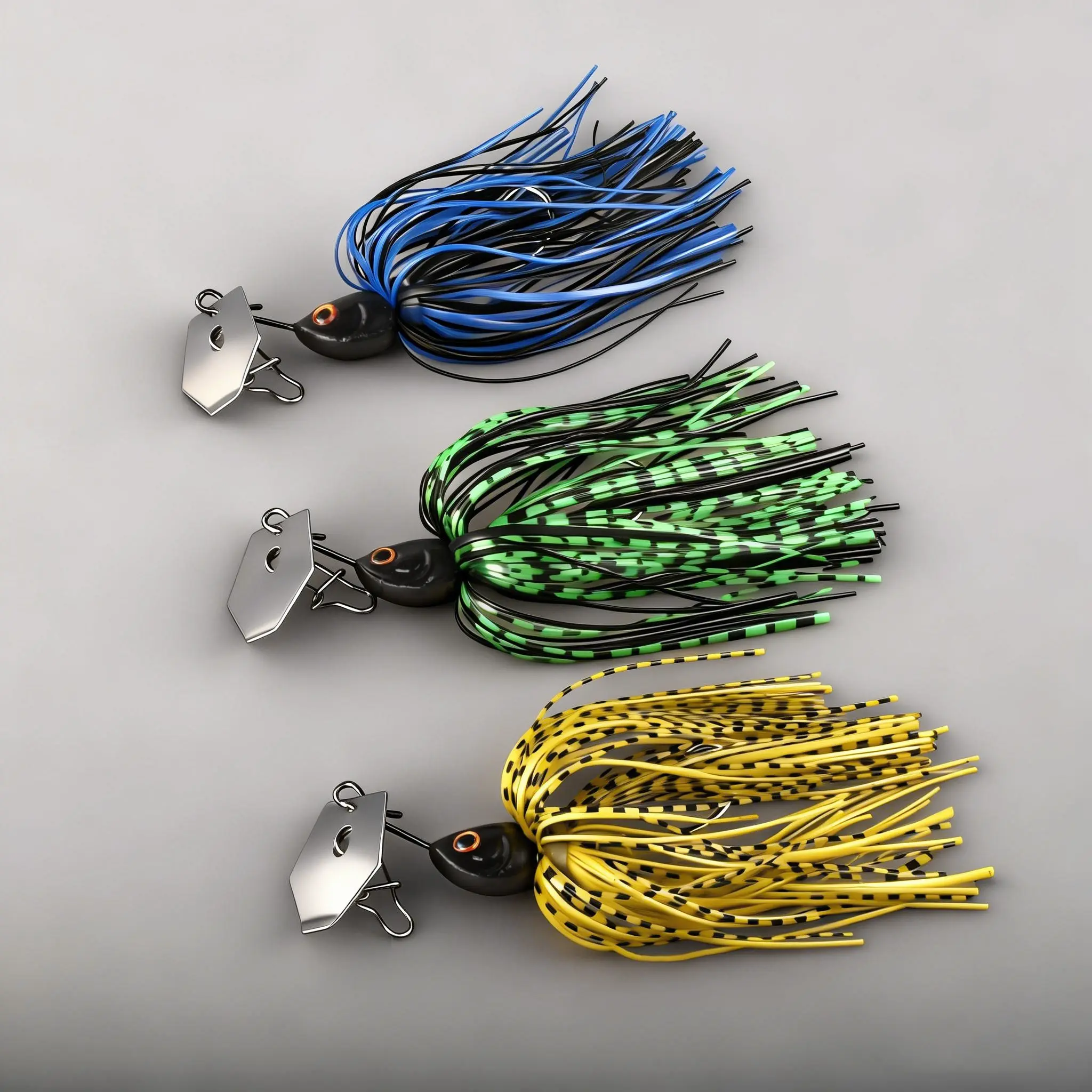 3pcs Jig Fishing Lures, Artificial Lures, Multi-Color Kits, Irresistible Vibrating Action, Bass Skirt Clips Suitable for Saltwater Freshwater Fishing