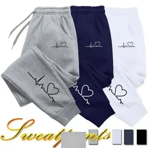 Women’s Sweatpants – High-Quality Casual Pants for Daily Wear, Fitness Tracksuit Jogging Pants with Heart Print, Street Sportswear Bottoms
