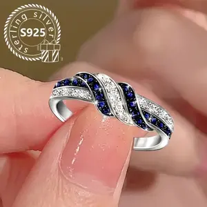 S925 Sterling Silver Wrapped Ring Jewelry for Women, Niche Ring, Light Luxury Fashion, Elegant Women's Ring, Inlaid with Cubic Zirconia, Suitable for Weddings, Proposals, Anniversary Gifts, Eternal Love, Banquets