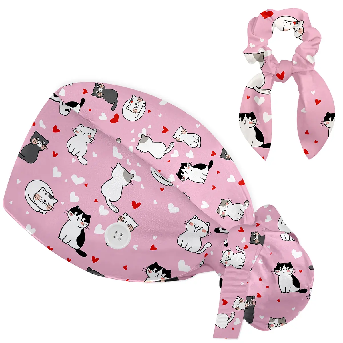 Women's Adjustable Digital Printed Nurse Cap Hat with Sweatband, Buttons, and Ponytail-Friendly Design for Working Nurses, Digital Printed Hat, Nurse Cap Hats