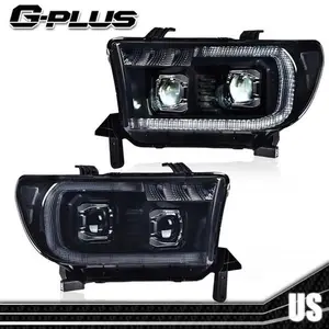 Fit For 07-2013 Tundra 08-17 Sequoia Smoked/Black LED Tube Projector Headlights G-PLUS