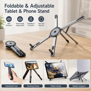 Foldable Aluminum Laptop Stand, Adjustable Desktop Holder for Tablet and Phone, Portable Multi Angle Cooling Stand for Home Office Use