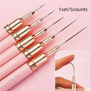 5-Piece Nail Art Brush Set for Gel Manicure, Includes Smooth Brushes in Sizes 4-25mm, Multi-Functional Nail Design Tools, Nail Supply